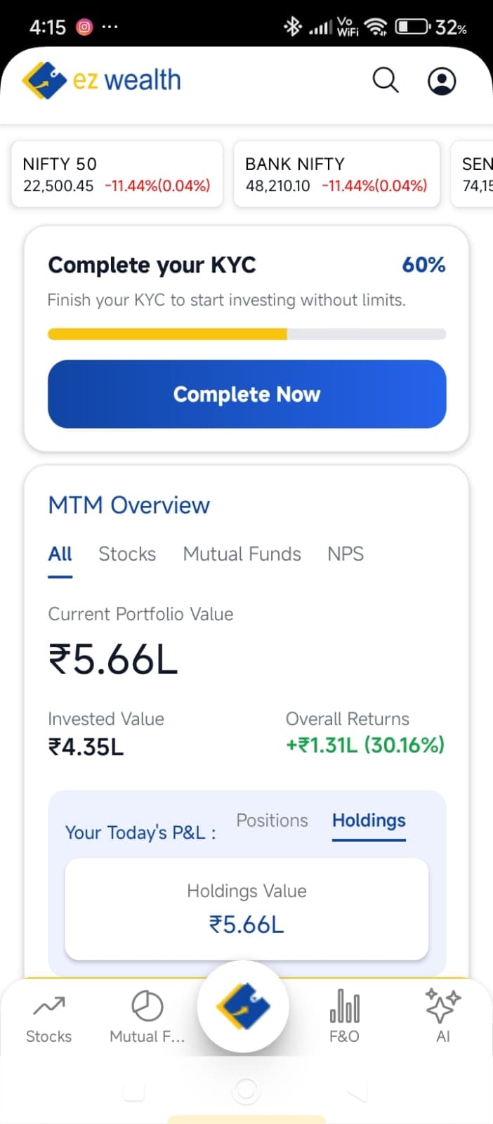 EZ Wealth app screen 2