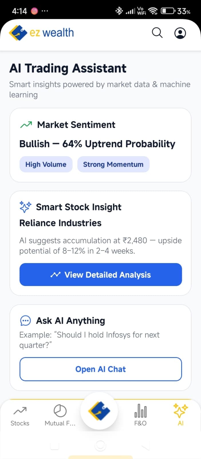 EZ Wealth app screen 4